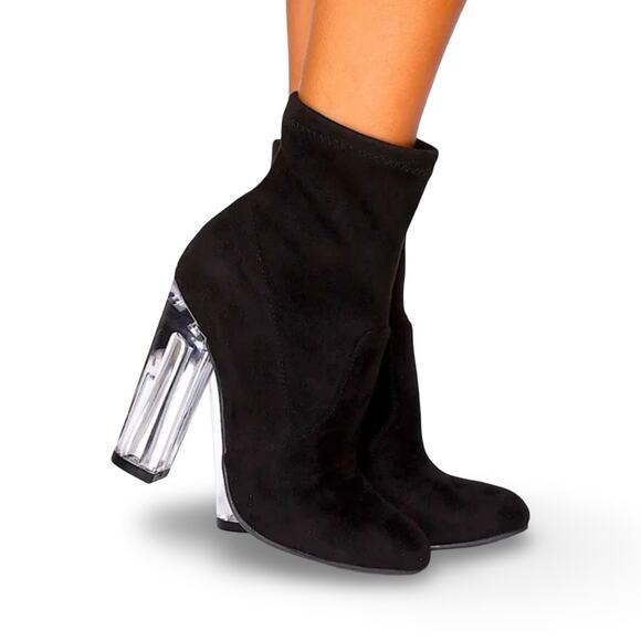 BAMBOO NightLife Stiletto Vegan Suede Booties - Picture 1 of 9
